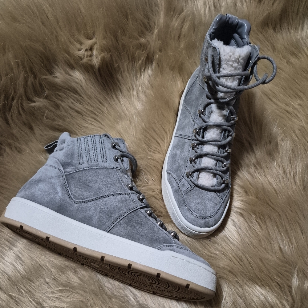 Marc Fisher Mally Sneakers Suede W/ Shearling Lining NWOB